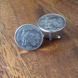 Massachusetts coin cufflinks, handmade novelty
